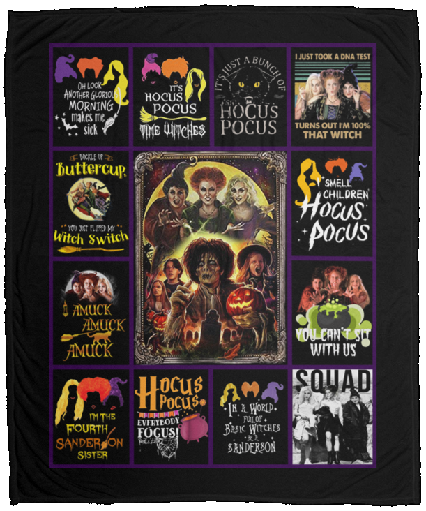 Gifts Blanket Hocus Pocus Three Witches Halloween 26th Anniversary Premium Gift Family Awesome On Birthday, Decor Home Cozy Plush Fleece Blanket 50x60 Black VPM Cozy Plush Fleece Blanket - 50x60