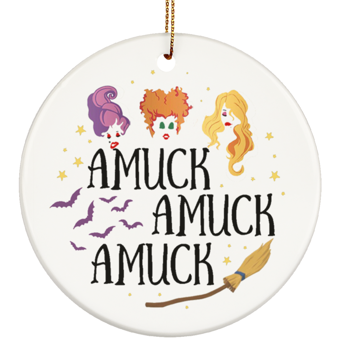 Cite Gifts Amuck Amuck Amuck Hocus Po-cus Witches Halloween Porcelain Ceramic Circle Ornament Gift Family & Friend Awesome On Birthday, Christmas, Wedding, Decor Home SUBORNC Ceramic Circle Ornament