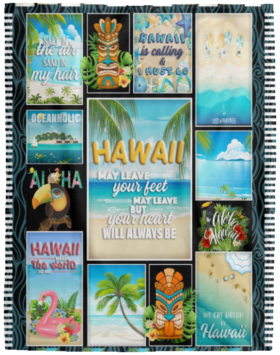 Blankets Descor Hawaii A Place Your Feet May Leave But Your Heart Will Always Be Gift Family Awesome On Birthday, Decor Home Sherpa Blanket 60x80 Black VPL Cozy Plush Fleece Blanket - 60x80