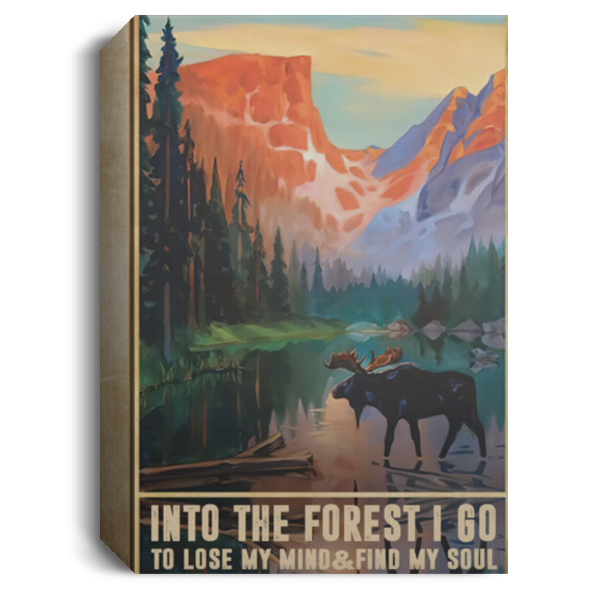 Wall Art Canvas Into The Forest I Go to Lose My Mind Wrapped Framed Canvas Prints – Home Decor Wall Art Size 16x24 Thickness 1.5 inch (1) CANPO15 Deluxe Portrait Canvas 1.5in Frame