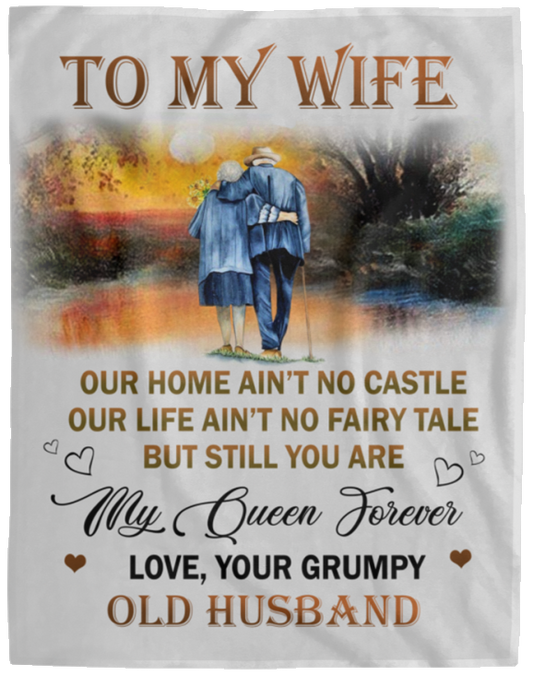 Blanket To my wife love your grumpy old husband Custom Blanket, Blanket Handmade, Blanket Gift for wife, personalized blanket, Fleece blanket Cozy Plush Fleece Blanket size 60x80 inch On Christmas, B VPL Cozy Plush Fleece Blanket - 60x80