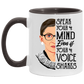 Porcelain Cup Speak Your Mind Even If Your Voice Shakes Accent Mug size 2 Side, 11 oz White - Light Green Accent Mug Gift Family Unisex Awesome On Birthday, Christmas Gift Capacity and Perfect AM11OZ Accent Mug