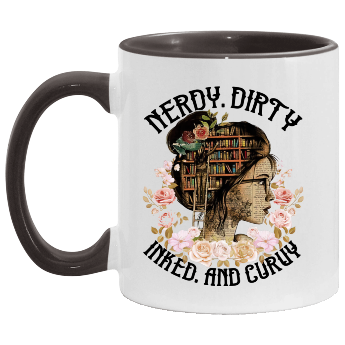 Coffee Mug Nerdy Dirty Inked and Curvy Accent Mug On Birthday Gift Hot Cold Coffee Mug Holder Capacity and Perfect Size 2 Side, 11 oz White - Red AM11OZ 11 oz. Accent Mug