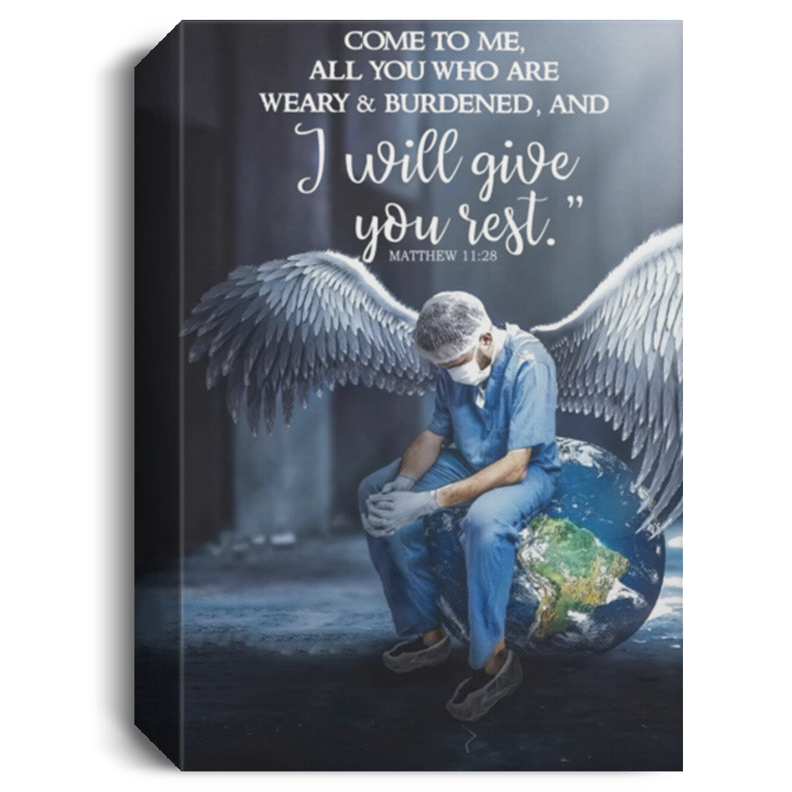 Framed Art Decor Home Nurse - Angel - Come To Me All You Who Are - Canvas ok Wall Decor, Wall Art Prints, Family Canvas, Home Decor, Autumn Decor, Custom Canvas Gift Ready To Hang Gifts Anniversary, C CANPO15 Deluxe Portrait Canvas 1.5in Frame