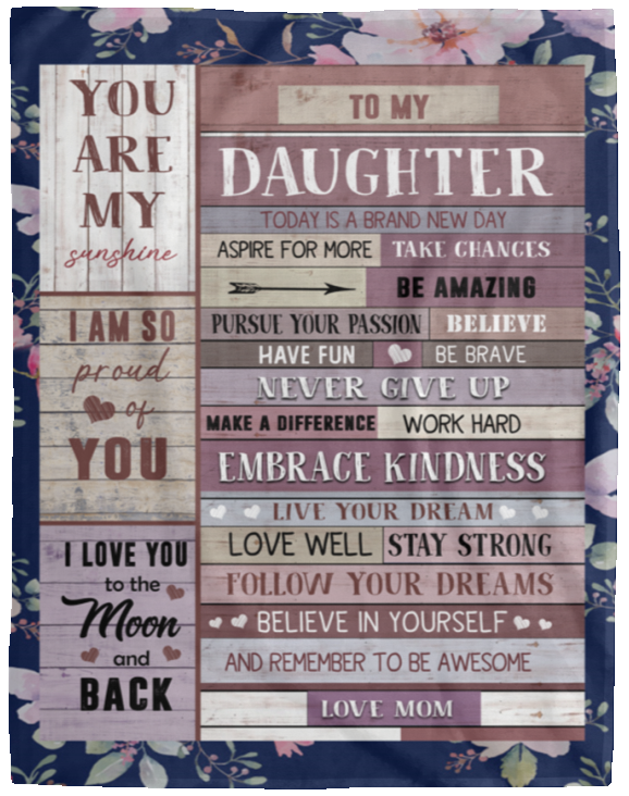 Personalized to My Daughter Remember to Be Awesome Love from Mom- Fleece Blankets- Gifts for Daughter Cozy Plush Fleece Blanket Size 50x60 inchGifts for Women, Men Gift Ideas for Loved Ones VPL Cozy Plush Fleece Blanket - 60x80