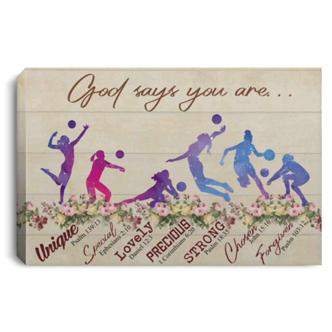 Gifts Volleyball God Says You are Unique Special Lovely Precious Strong Canvas Prints - 0.75 & 1.5 inch Framed - Wall Decor, Canvas Wall Art Custom Size CANLA75 Landscape Canvas .75in Frame