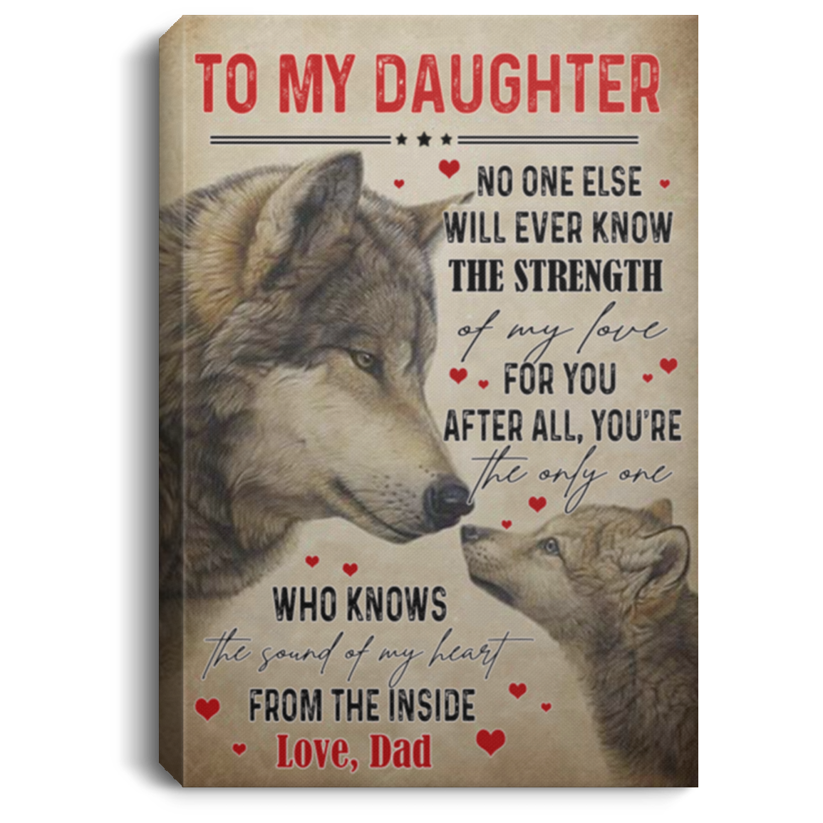 Meaningful Gifts to My Daughter No One Else Will Ever Know The Strength of My Love for You from Dad Framed Canvas –Gift Family Unisex Awesome On Birthday, Decor Home Durable (1) CANPO75 Portrait Canvas .75in Frame
