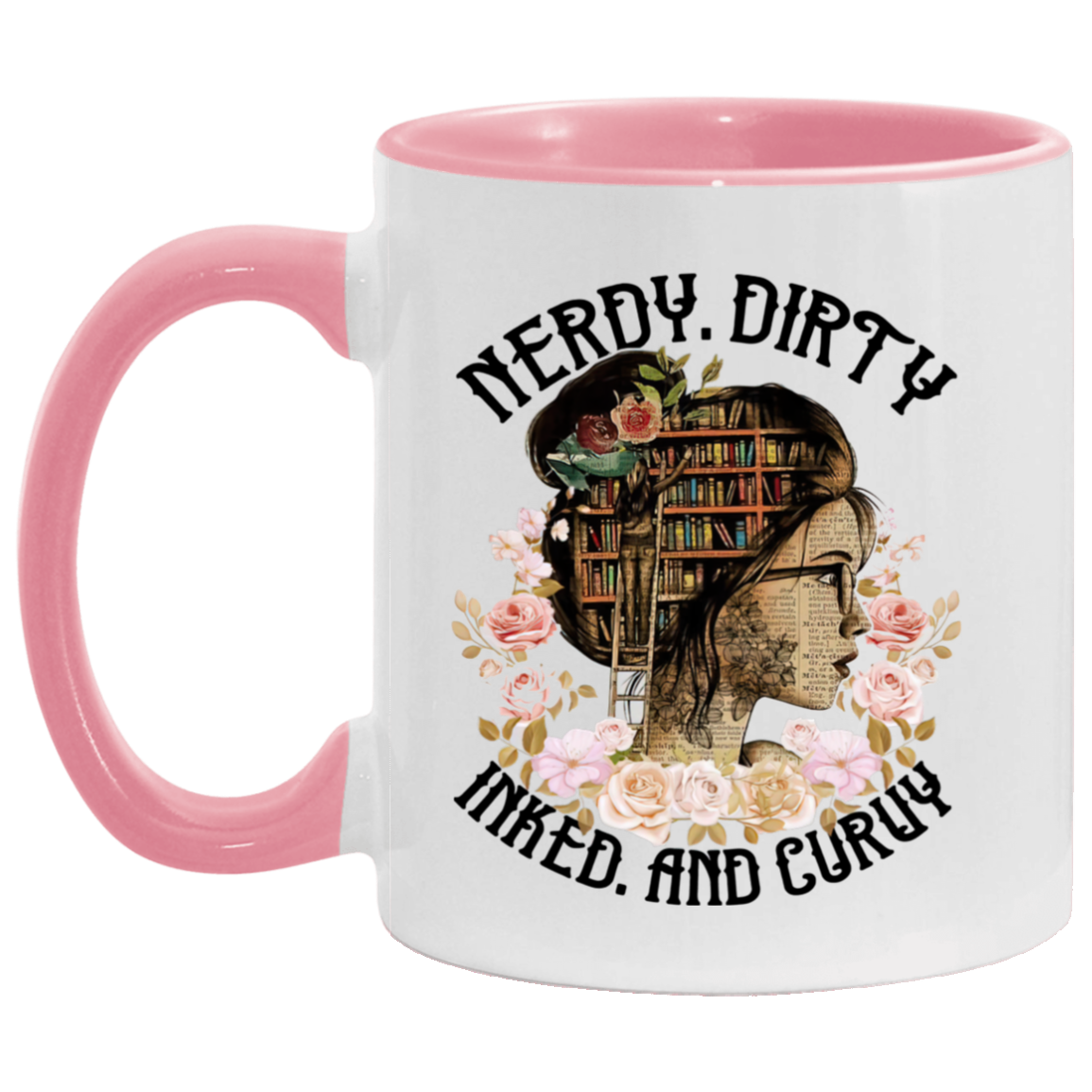Coffee Mug Nerdy Dirty Inked and Curvy Accent Mug On Birthday Gift Hot Cold Coffee Mug Holder Capacity and Perfect Size 2 Side, 11 oz White - Red AM11OZ 11 oz. Accent Mug