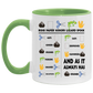 Quote Coffee Mug Rock Paper Scissors Lizard Spock – Funny Hand Sign Game Accent Mug On Birthday Gift Hot Cold Coffee Mug Holder Capacity and Perfect Size 2 Side, 11 oz White - Pink AM11OZ Accent Mug