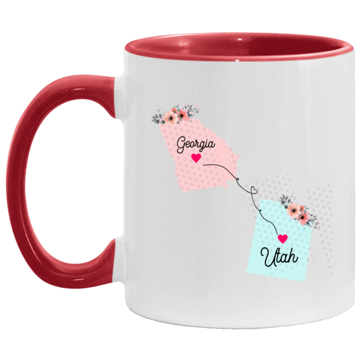 States Accent Mugs Georgia Utah Gifts - Long Distance State Two Tone Coffee Mug - State To State - Away From Home Family - Moving Away Mug Gifts on Christmas, Birthday AM11OZ 11 oz. Accent Mug