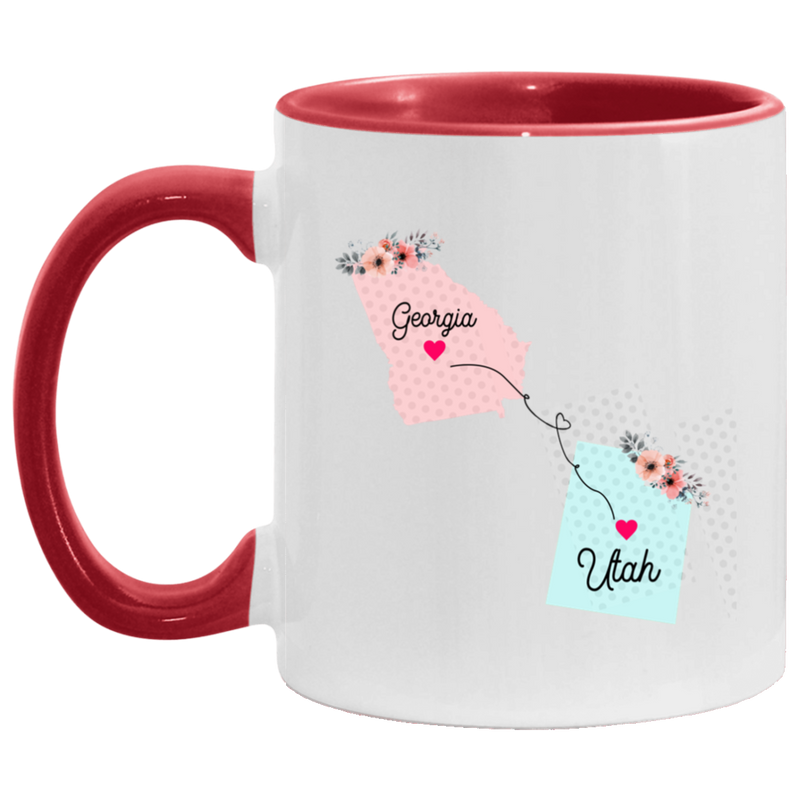 States Accent Mugs Georgia Utah Gifts - Long Distance State Two Tone Coffee Mug - State To State - Away From Home Family - Moving Away Mug Gifts on Christmas, Birthday AM11OZ 11 oz. Accent Mug