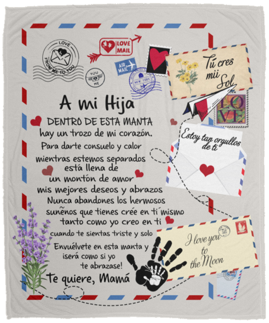 Personalized A mi Hija Te Quiere Mama- Fleece Blankets- Gifts for Daughter, Regalos para Hija Cozy Plush Fleece Blanket Size 50x60 inch Gift Ideas for Loved Ones VPM Cozy Plush Fleece Blanket - 50x60