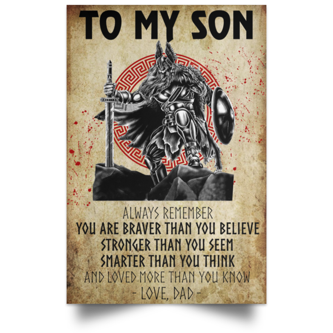 Family Viking Valhalalla to My Son Always Remember You are Loved More Than You Know 1 Posters Best Gift Unisex, Awesome Birthday Decor Bedroom, Living Room Print POSPO Satin Portrait Poster