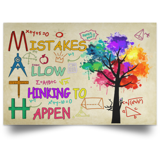 Birthday Gifts Decorative Wall Murals Jobs Teachers Mistakes Allow Thinking to Happen Family Friend Gift Unisex, Awesome Decor Bedroom, Living Room Print