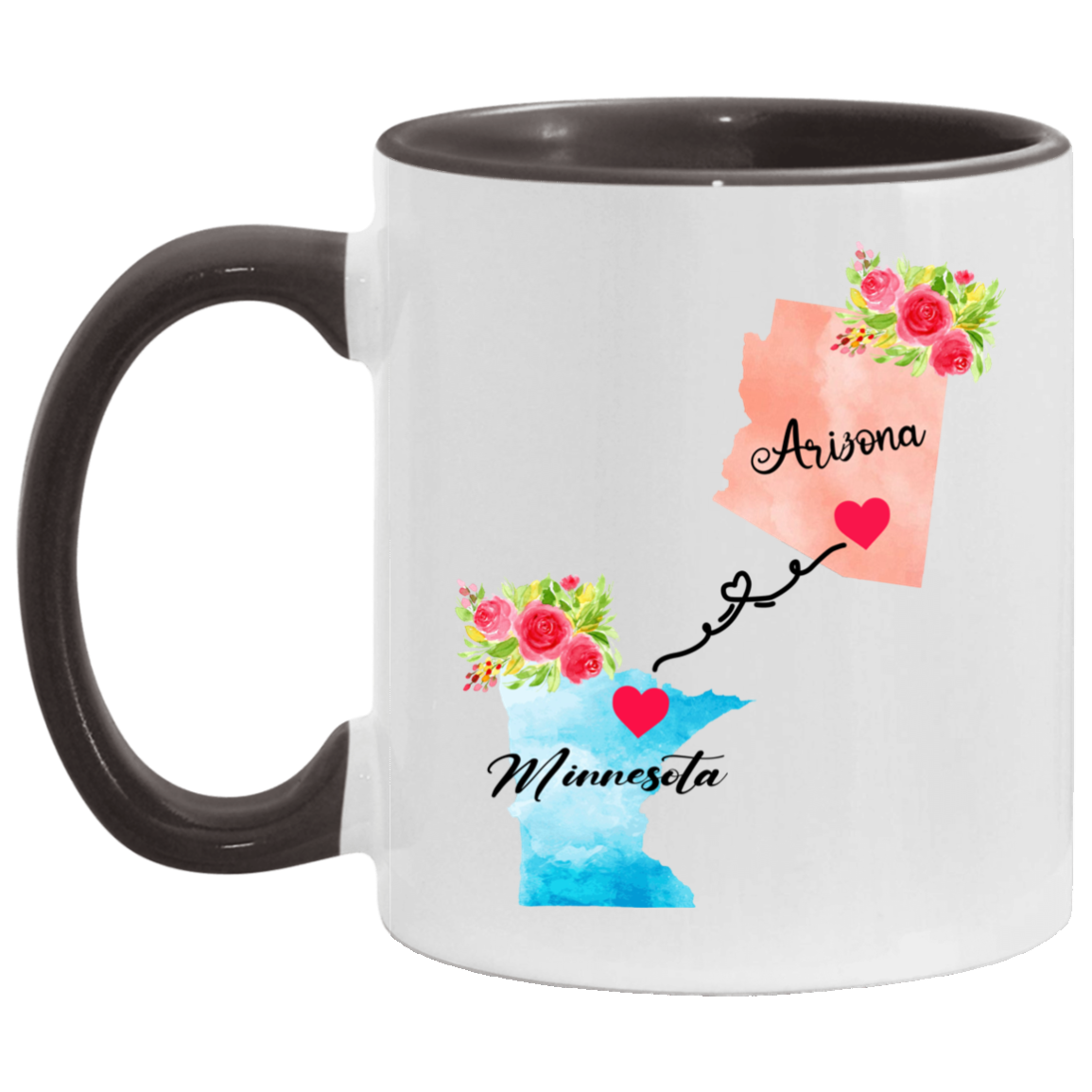 States Accent Mugs Arizona Minnesota Gifts - Long Distance State Coffee Mug - State To State - Away From Hometown Family - Moving Away Mug Gifts on Christmas, Birthday AM11OZ Accent Mug