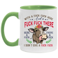 Cup Heifer With A Fuck Fuck Here and A Fuck Fuck There I Don't Give A Fuck Accent Mug On Birthday Gift Heat resistant coffee cups Capacity and Perfect size 2 Side, 11 oz White - Orange AM11OZ 11 oz. Accent Mug
