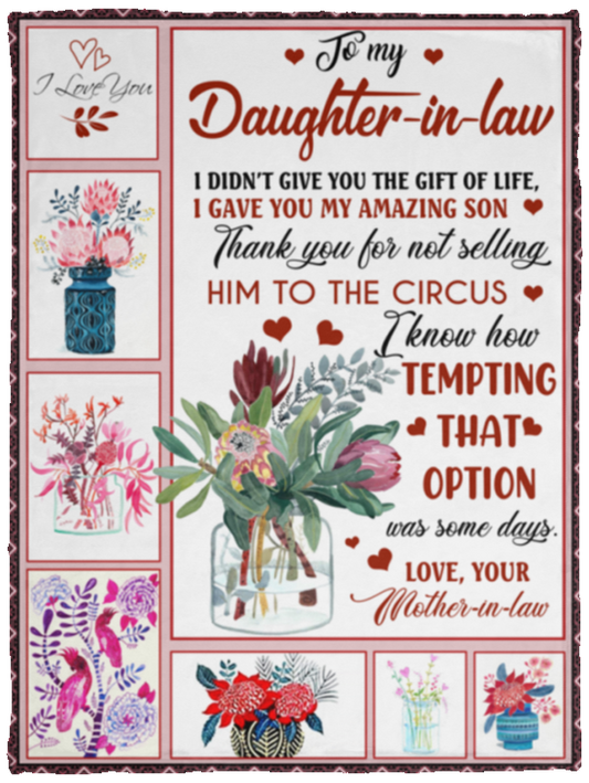 Gift Blanket Personalized to My Daughter in Law Love from Mother in Law- Fleece Blankets Best Birthday Gift Cozy Plush Fleece Blanket Size 30x40 inch On Birthday, Christmas, HOL VPS Cozy Plush Fleece Blanket - 30x40