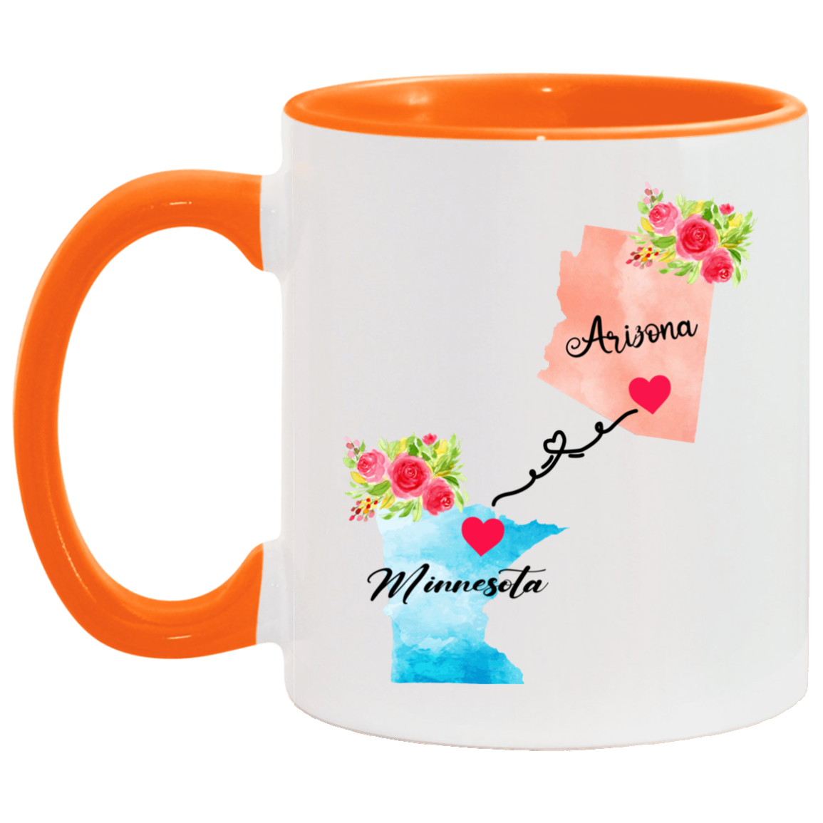 States Accent Mugs Arizona Minnesota Gifts - Long Distance State Coffee Mug - State To State - Away From Hometown Family - Moving Away Mug Gifts on Christmas, Birthday AM11OZ Accent Mug