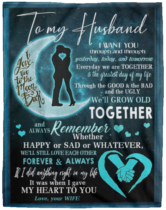 Birthday Gifts Fleece blanket with hand for wife to my husband every day we are together is the fattest day of my life. (1) VPL Cozy Plush Fleece Blanket - 60x80