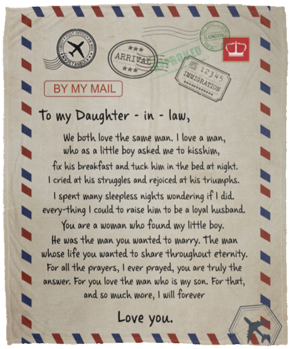 Birthday Gifts Personalized Air Mail Letter to My Daughter in Law- Fleece Blankets Best Cozy Plush Fleece Blanket Size 50x60 inch Gift Ideas for Loved Ones