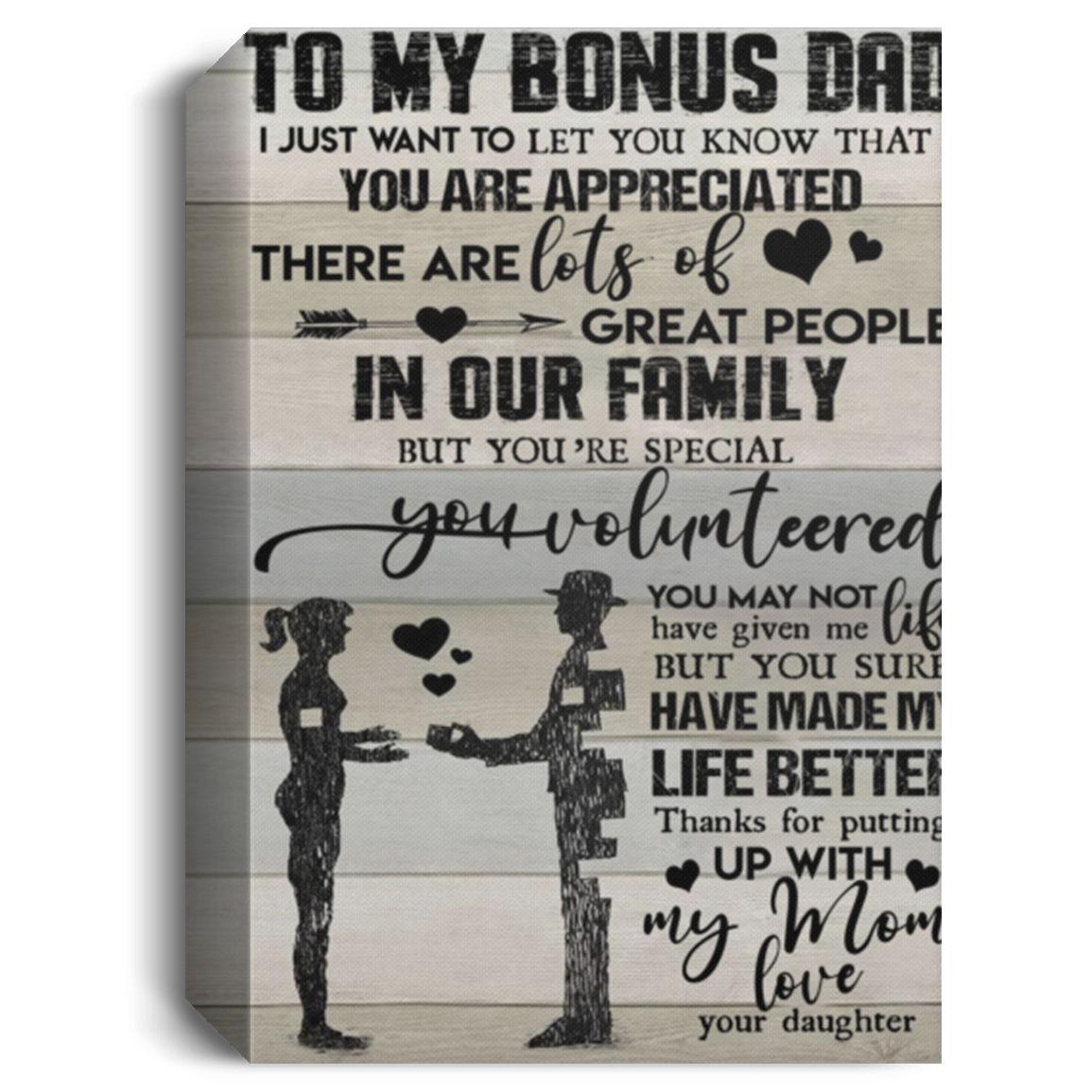 Décor Gift Father's Day - To My Bonus Dad - Canvas (1) ok Camping Decor, Canvas Wall Art, Printable, Home Decor, Autumn Decor, Custom Canvas Gift Ready To Hang Gifts Anniversary, Christmas For men, wo CANPO15 Deluxe Portrait Canvas 1.5in Frame