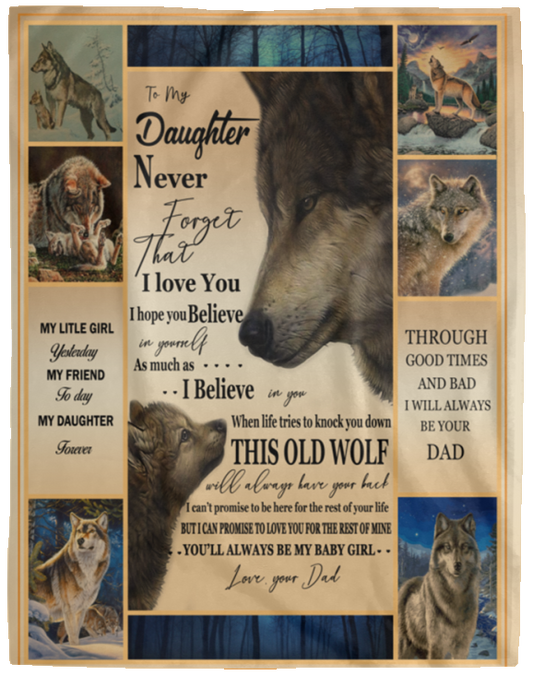 Quilt Fleece Blanket Gifts With Size 60x80 Wolf To my daughter snow moon art 3D animal cozy plush fleece blanket gift for mom women men mother's day VPL Cozy Plush Fleece Blanket - 60x80