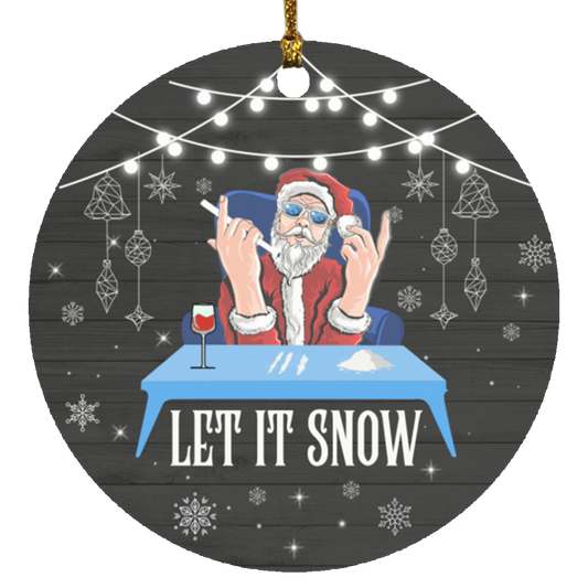 Decorations Let It Snow Santa Cocaine Adult Humor Xmas Funny Gag Gifts Circle Ornament – Funny Chistmas Gag Ornament SUBORNC Circle Ornament