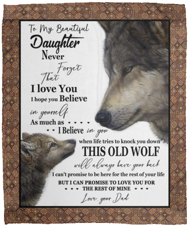 thanhlk Wolf Blanket - DAD to My Beautiful Daughter - I Love You - Fleece Blanket Soft Comfortable Blanket for Sofa Chair Bed Office Travelling Camping VPM Cozy Plush Fleece Blanket - 50x60