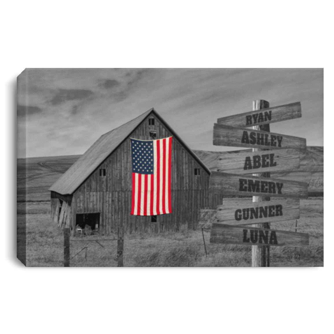 USA 6 0.75in Ryan, Ashley, Abel, Emery, Gunner, Luna CANLA75 Landscape Canvas .75in Frame