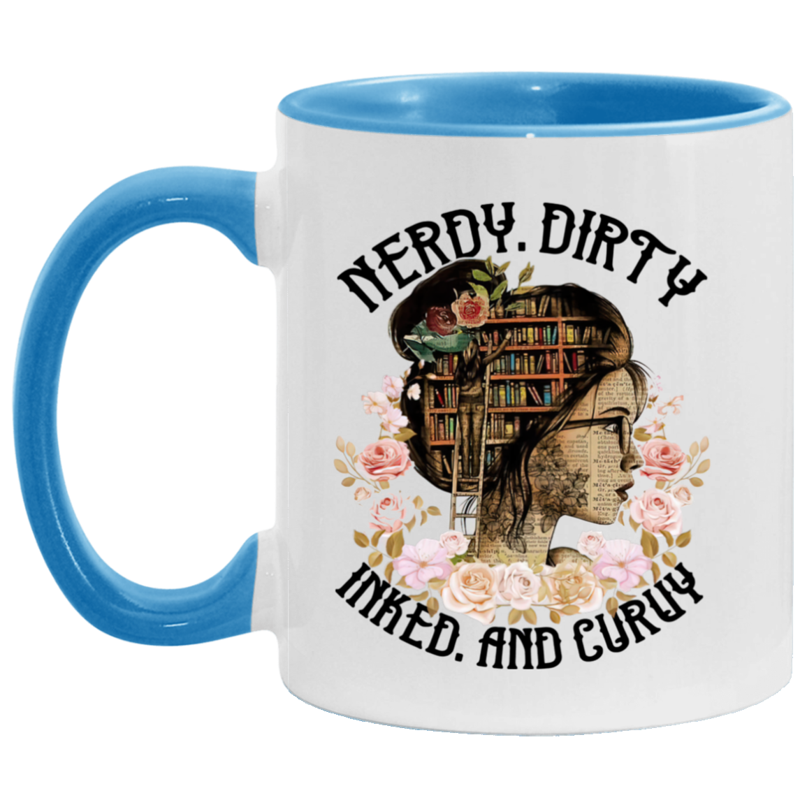Coffee Mug Nerdy Dirty Inked and Curvy Accent Mug On Birthday Gift Hot Cold Coffee Mug Holder Capacity and Perfect Size 2 Side, 11 oz White - Red AM11OZ 11 oz. Accent Mug