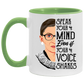 Porcelain Cup Speak Your Mind Even If Your Voice Shakes Accent Mug size 2 Side, 11 oz White - Light Green Accent Mug Gift Family Unisex Awesome On Birthday, Christmas Gift Capacity and Perfect AM11OZ Accent Mug