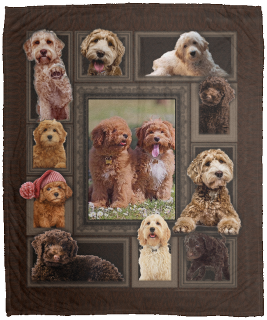 Meaningful Gifts Blankets Decor Juji Dog Goldendoodle Fleece Blanket – Premium Sherpa Blanket – Woven Blanket Gift Family Awesome On Birthday, Decor Home Cozy Plush Fleece Blanket 50x60 Black