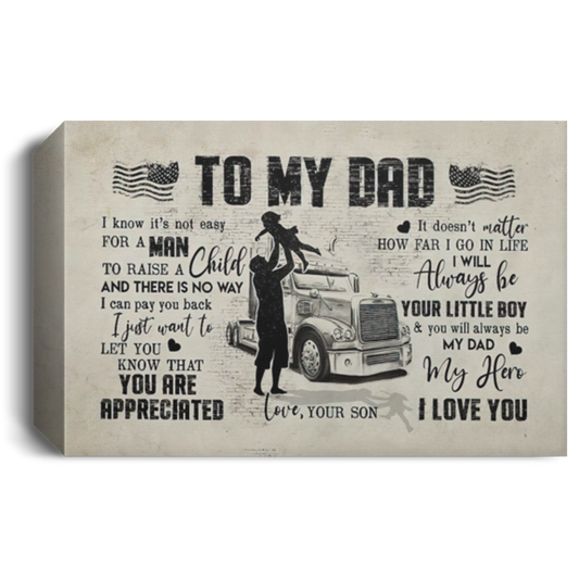 Décor Gift To My Dad - Trucker - Canvas Camping Wall Art, Wall Art Prints, Wall Decor, Canvas Wall Art, Home Decor, Autumn Decor, Custom Canvas Gift Ready To Hang Gifts Anniversary, Christmas For men, CANLA15 Deluxe Landscape Canvas 1.5in Frame