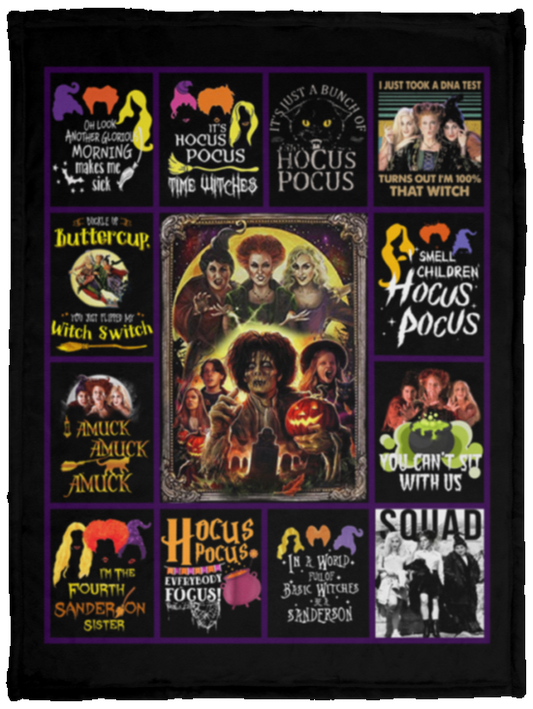 Meaningful Gifts Blankets Hocus Pocus Three Witches Halloween 26th Anniversary Fleece Blanket - Premium Sherpa Blanket Gift Family Awesome On Birthday, Christmas Cozy Plush Fleece Blanket 30x40 Black