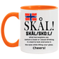 Tea cup Skal What Norwegians Say Before a Toast or Casual Drinking – Norwegian Gifts Accent Mug 2 Side, 11 oz White - Black Accent Mug On Birthday Gift Heat resistant coffee cups Capacity and Perfect TEACUP_1 AM11OZ 11 oz. Accent Mug