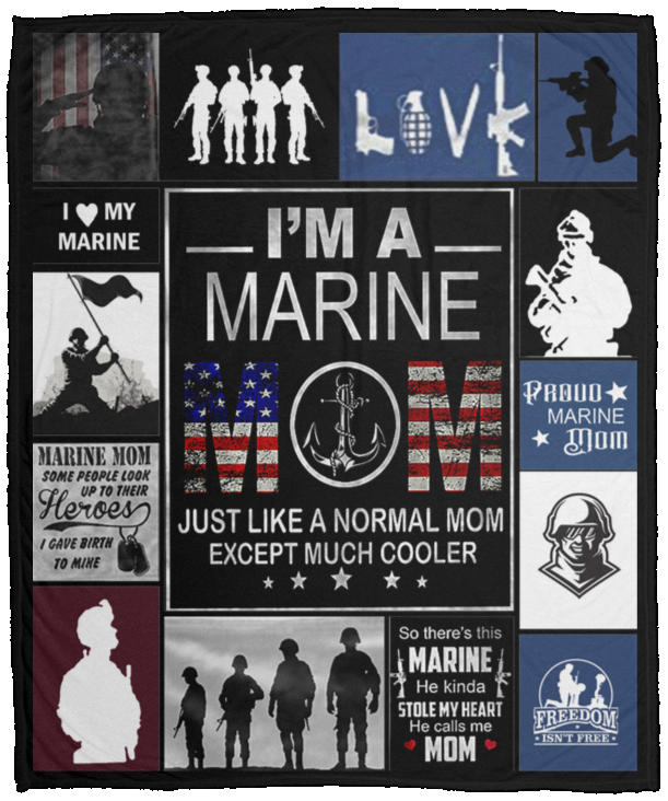 Blanket Marine Mom Blanket, Gift for Marine Mothers, Blanket for Marine Mothers, Gift from A Mariner to Mom, Proud Marine Mom Blanket - Size 50x60 inch Gift Family Awesome On Decor Home