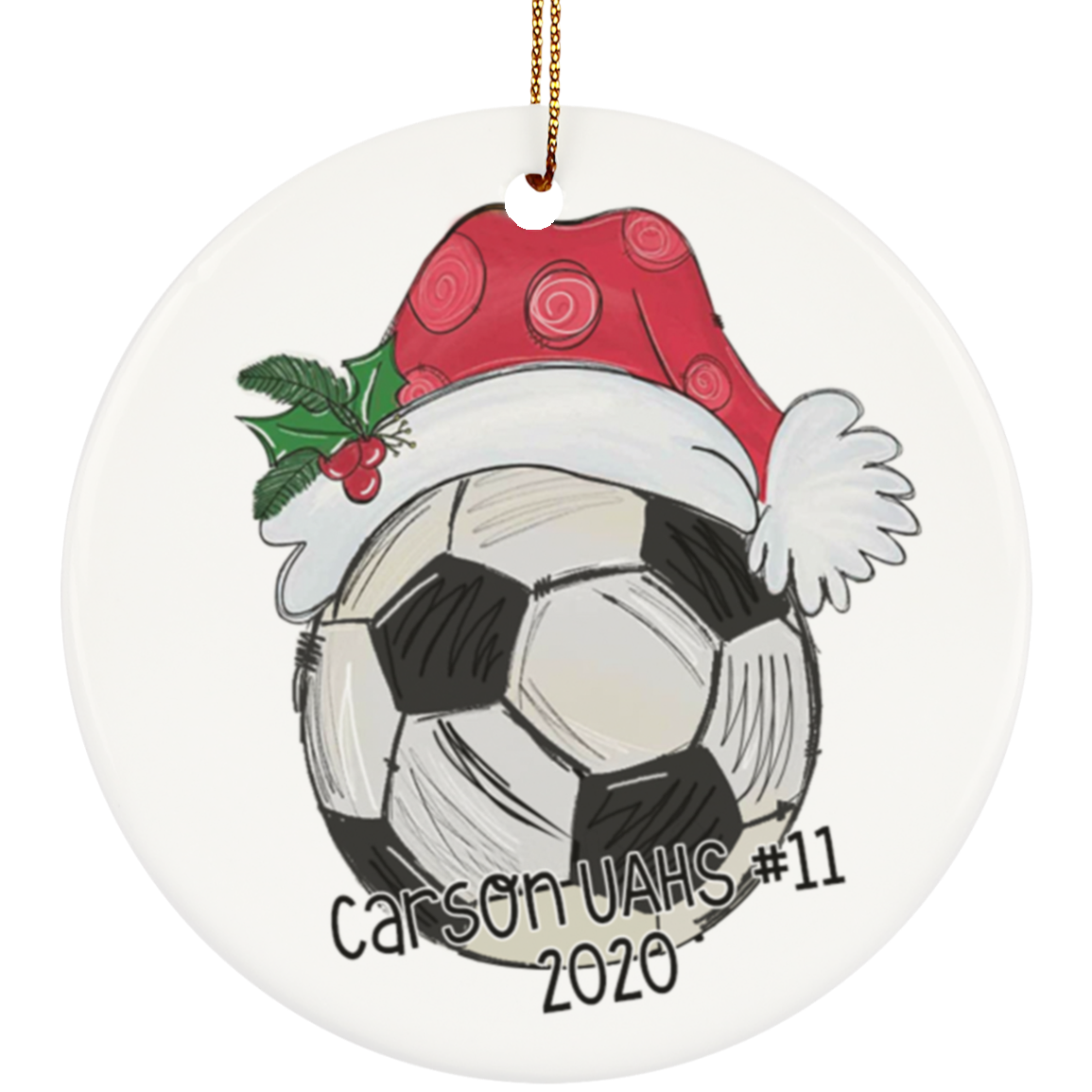 Soccer Personalized Ceramic Ornament - Porcelain - Holiday Ornament - Christmas - Name Year - Custom Ornament - Sports Team - Player Gift SUBORNC Ceramic Circle Ornament