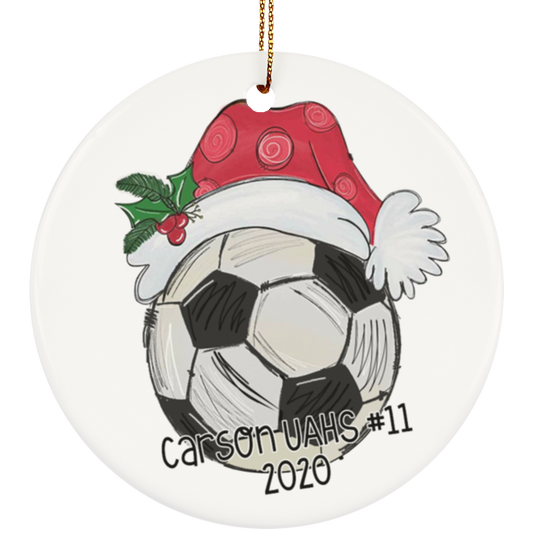 Soccer Personalized Ceramic Ornament - Porcelain - Holiday Ornament - Christmas - Name Year - Custom Ornament - Sports Team - Player Gift SUBORNC Ceramic Circle Ornament