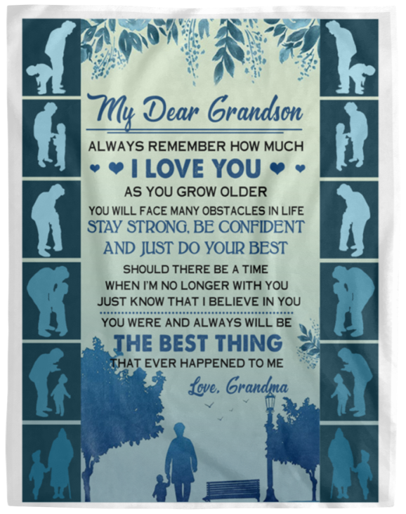 Fleece Blanket - Grandma to Grandson - My Dear Grandson Always Remember How Much i Love You. The Best Thing - Fleece Blanket Soft Comfortable Blanket for Sofa Chair Bed Office Travelling Camping VPL Cozy Plush Fleece Blanket - 60x80