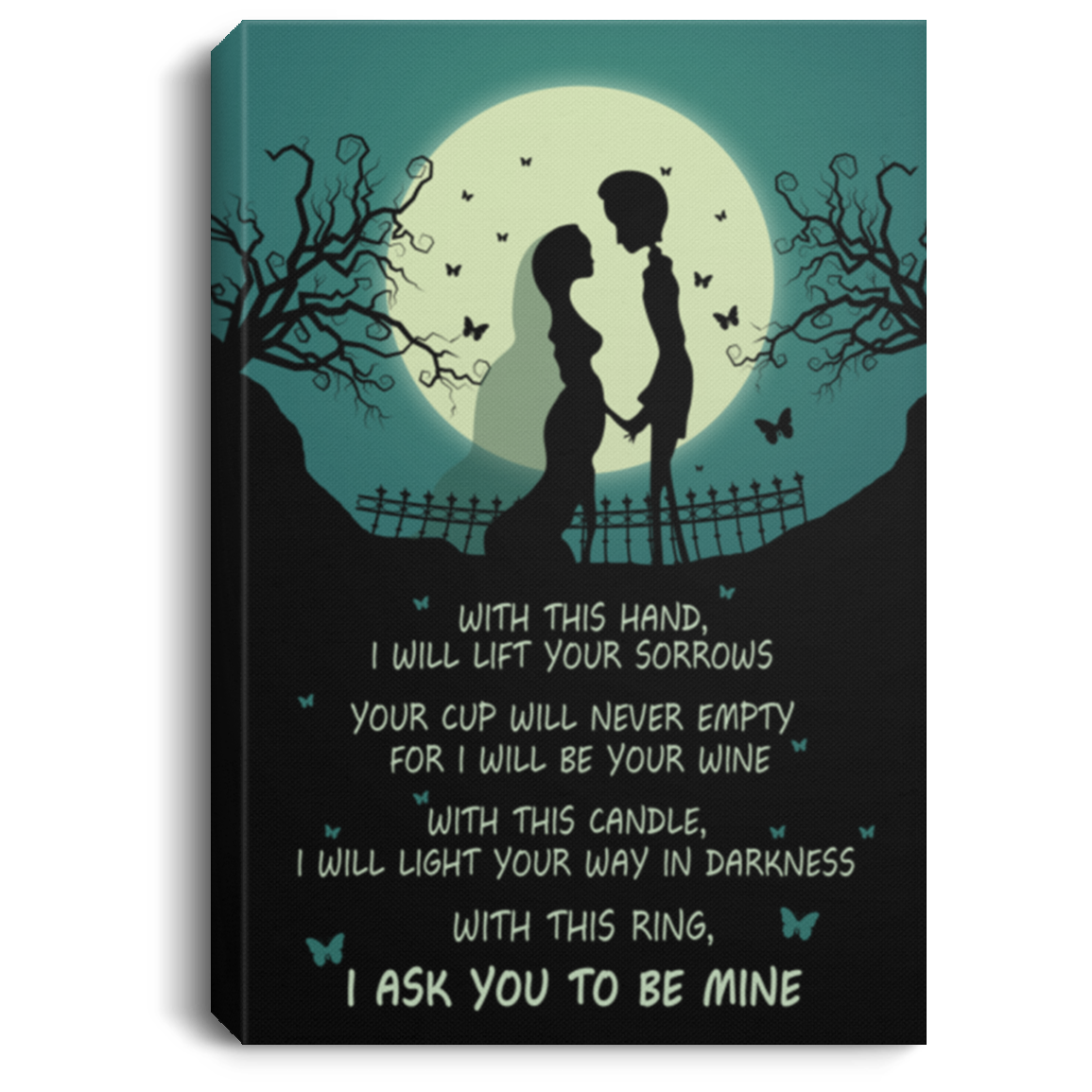 Canvas Meaningful Quote Corpse Bride with This Hand – Wall Art Gift Family Unisex Awesome On Birthday, Decor Home Durable 16x24 CANPO75 Portrait Canvas .75in Frame