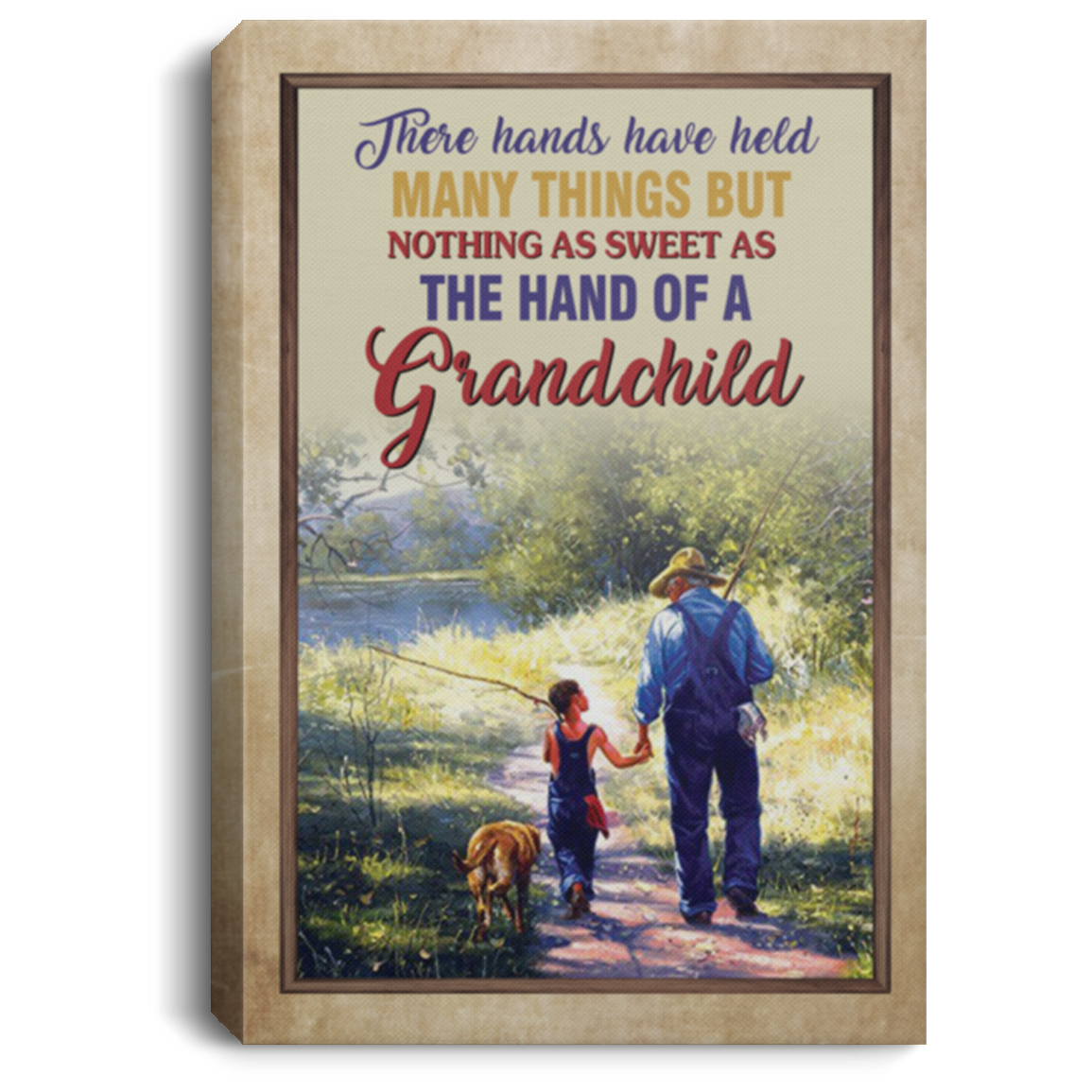 Inspirational Hands Have Held Many Things But Nothing As Sweet As The Hand of A Grandchild Framed Canvas Canvas Perfect Happy Birthday Gift Decor Bedroom, Living Room Print