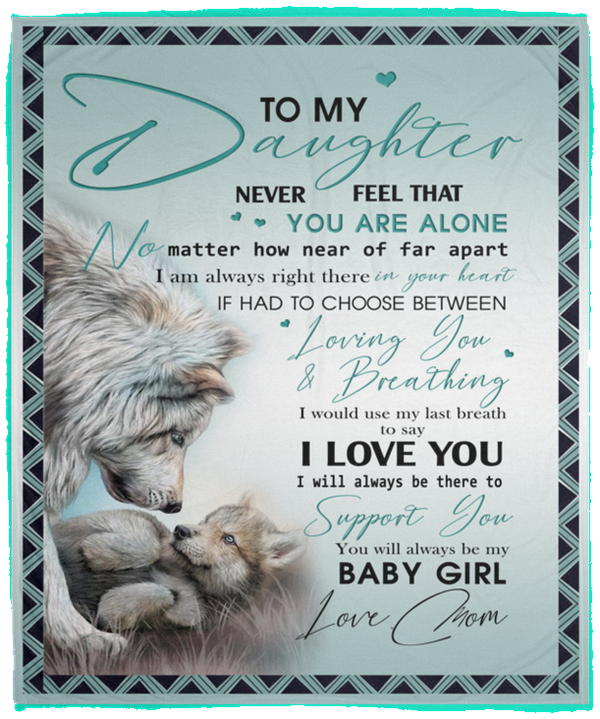 B085Y4VPDV RosyyShop Wolf to My Daughter I Will Always Be There to Support You Love Mom Fleece Blanket 50''x60''; 60''x80'' Printed in US (50'' x 60'') VPM Cozy Plush Fleece Blanket - 50x60