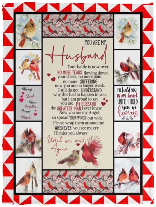 to My Husband Love from Wife Cardinal Birds You are My Husband Blanket Fleece Blanket.jpg Woven 60x80 VPS Cozy Plush Fleece Blanket - 30x40