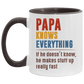 Cute Mug Papa Knows Everything If He Doesn’t Know He Makes Stuff Up Really Fast Accent Mug On Birthday Gift Valentine’s Day, Boyfriend, Girlfriend, Husband or Wife Capacity 2 Side White - Light Green AM11OZ 11 oz. Accent Mug