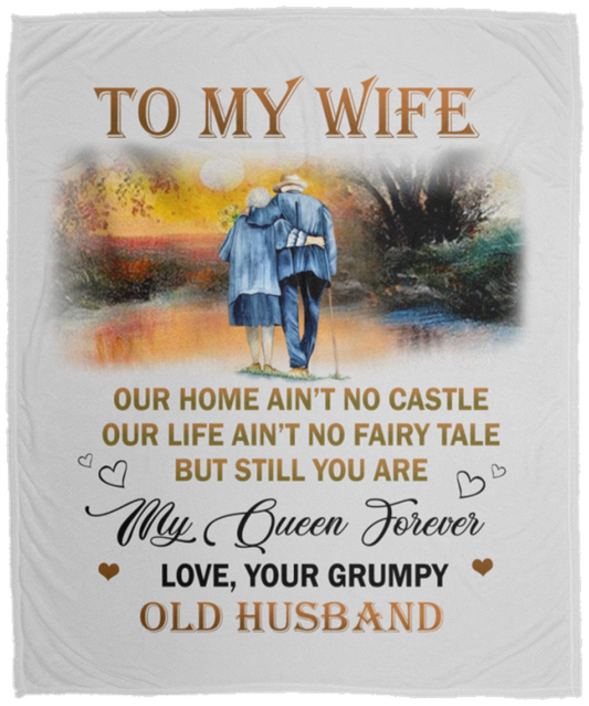 To my wife love your grumpy old husband Custom Blanket, Blanket Handmade, Blanket Gift for wife, personalized blanket, Fleece blanket Cozy Plush Fleece Blanket size 50x60 inch Gift ideas for loved one VPM Cozy Plush Fleece Blanket - 50x60