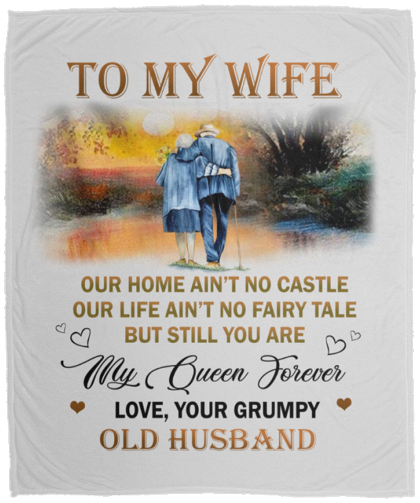 To my wife love your grumpy old husband Custom Blanket, Blanket Handmade, Blanket Gift for wife, personalized blanket, Fleece blanket Cozy Plush Fleece Blanket size 50x60 inch Gift ideas for loved one VPM Cozy Plush Fleece Blanket - 50x60