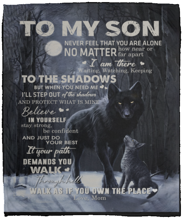 B08GCJ82VL Ananas Pru to My Son from Wolf MOM Moon Dark Forest Family Love Letter Quote Vintage Retro Art Picture Print White Fleece Blanket (White Fleece 50x60) VPM Cozy Plush Fleece Blanket - 50x60