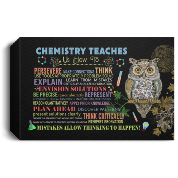 Chemistry Teaches Poster Us How to Persevere Make Connections Think Use Gift Family Unisex Awesome On Birthday, Decor Home Durable Print CANLA15 Deluxe Landscape Canvas 1.5in Frame