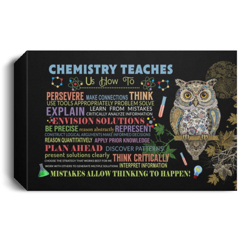 Chemistry Teaches Poster Us How to Persevere Make Connections Think Use Gift Family Unisex Awesome On Birthday, Decor Home Durable Print CANLA15 Deluxe Landscape Canvas 1.5in Frame