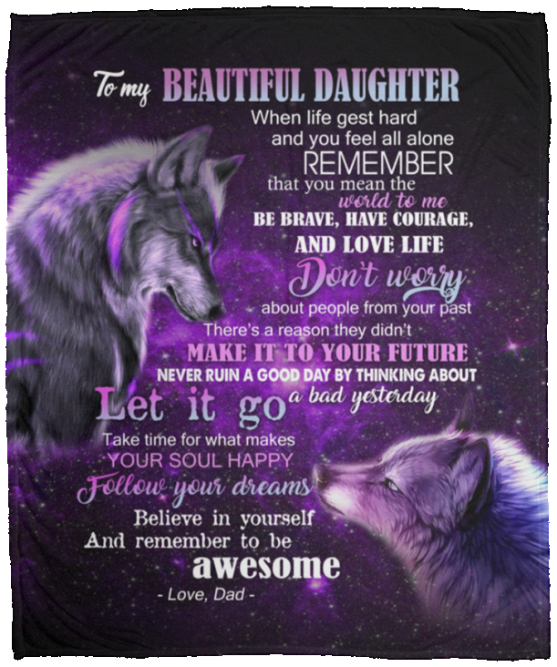 B08HQGXFDR Marlyn_Store to My Beautiful Daughter from Dad Wolf Father White Fleece Blanket - Halloween Present, Christmas Blanket, Family Love Blanket VPM Cozy Plush Fleece Blanket - 50x60